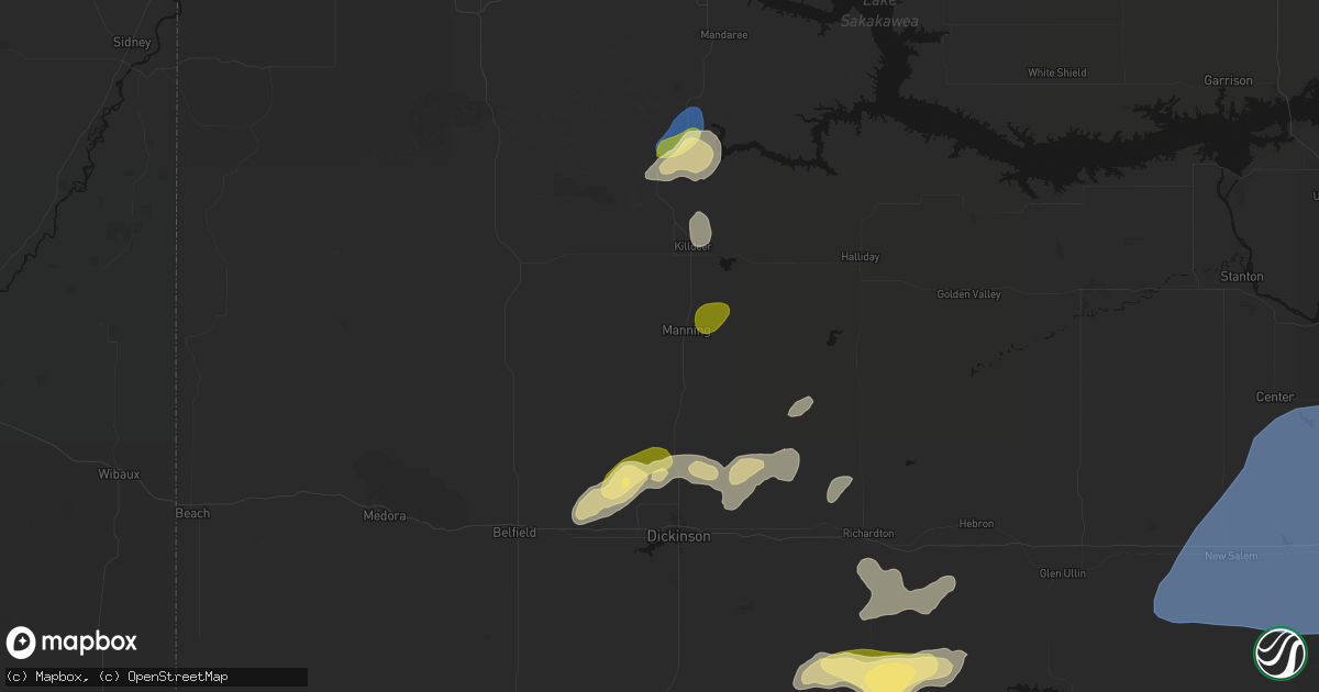 Hail map in Manning, ND on August 30, 2026