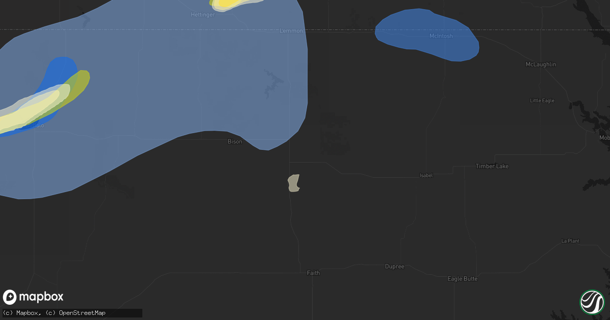 Hail map in Meadow, SD on August 30, 2026