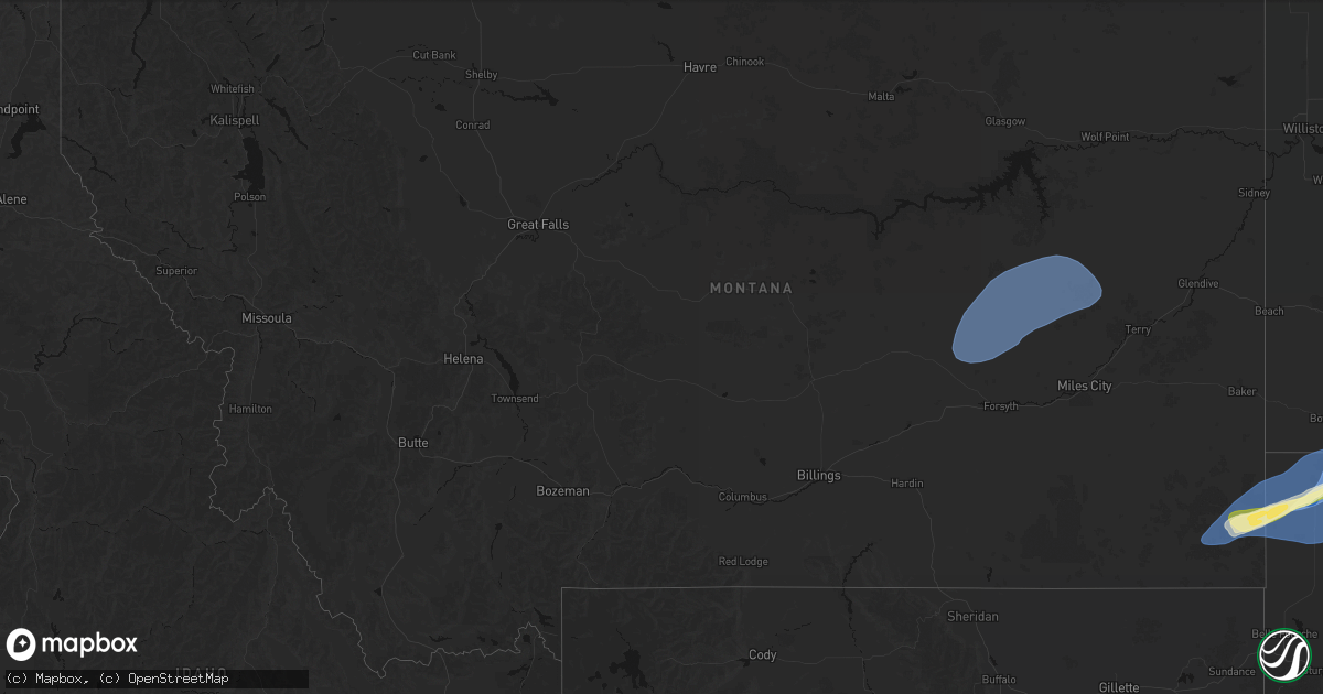Hail map in Montana on August 30, 2026