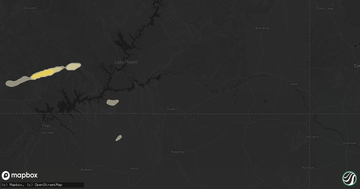 Hail map in Monument Valley, UT on August 30, 2026