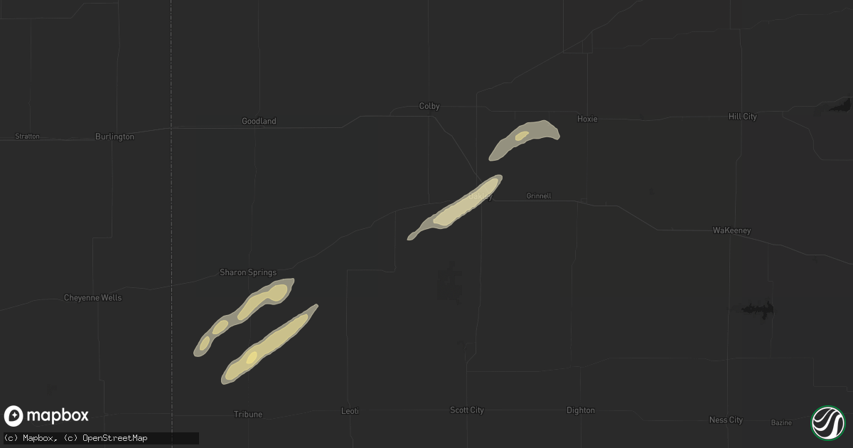 Hail map in Monument, KS on August 30, 2026