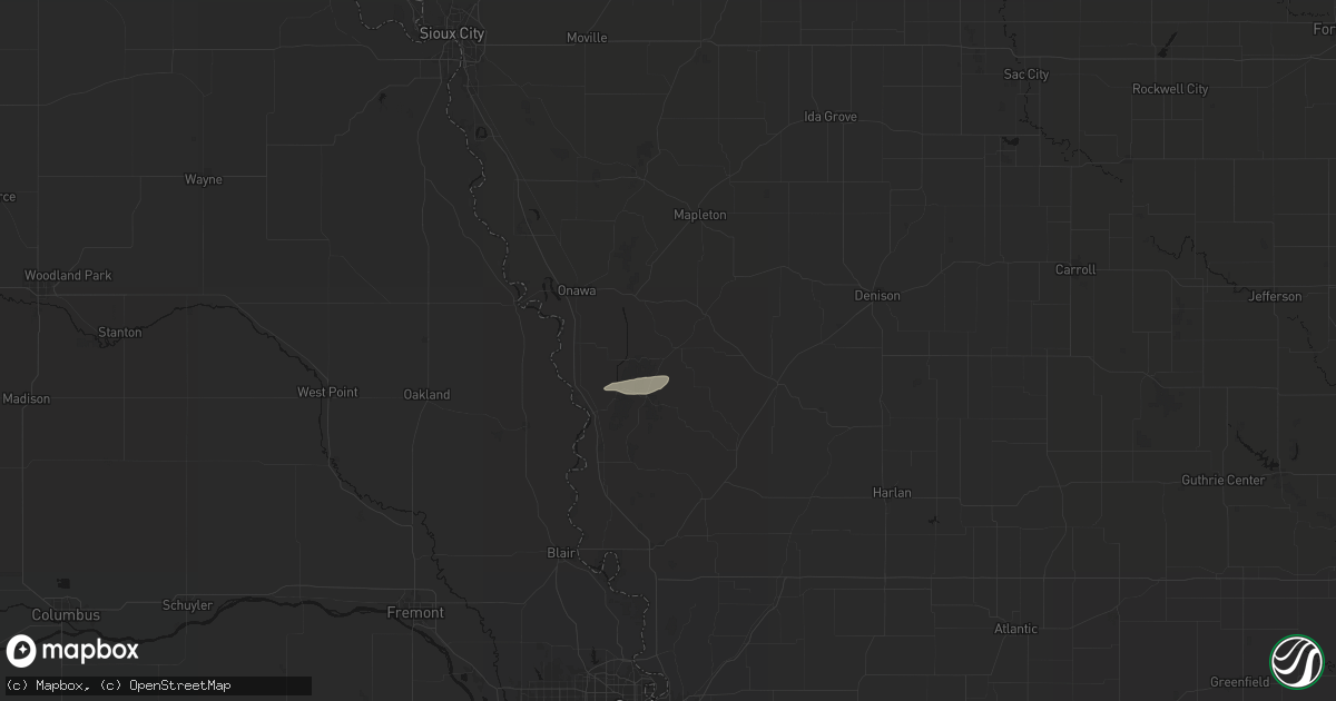 Hail map in Moorhead, IA on August 30, 2026