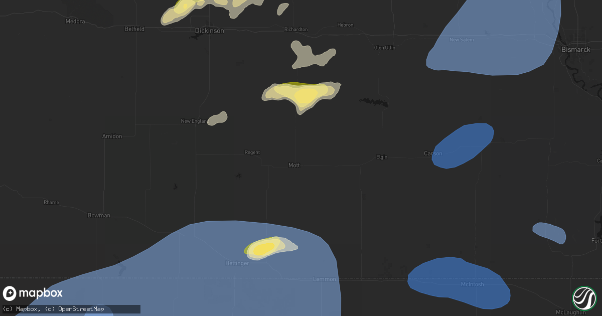 Hail map in Mott, ND on August 30, 2026
