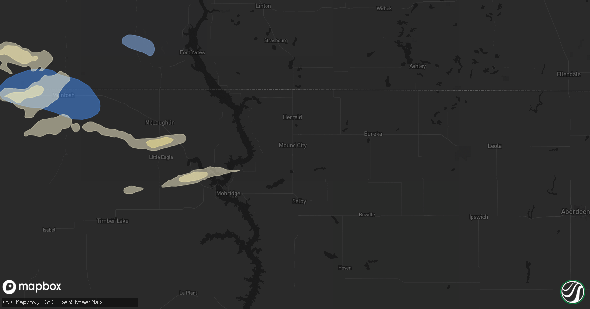 Hail map in Mound City, SD on August 30, 2026