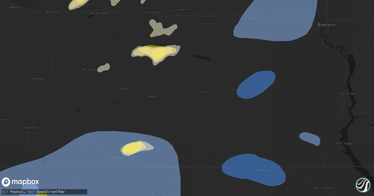 Hail map in New Leipzig, ND on August 30, 2026