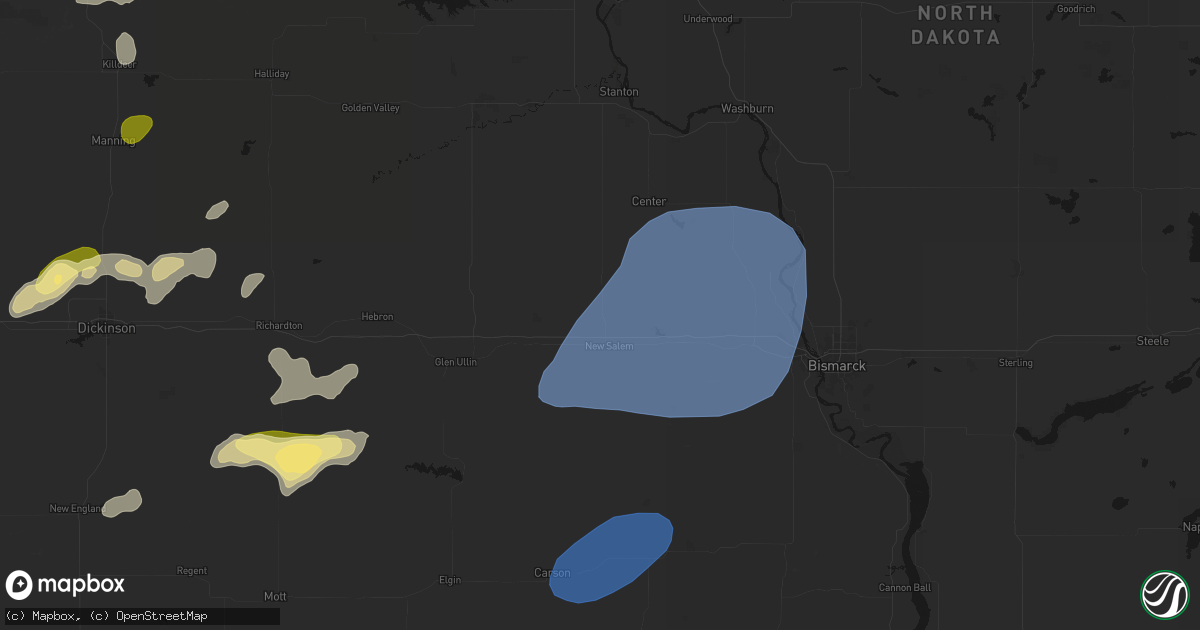 Hail map in New Salem, ND on August 30, 2026