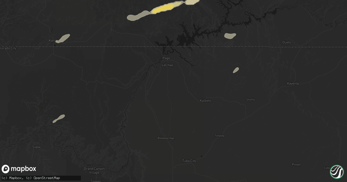 Hail map in Page, AZ on August 30, 2026