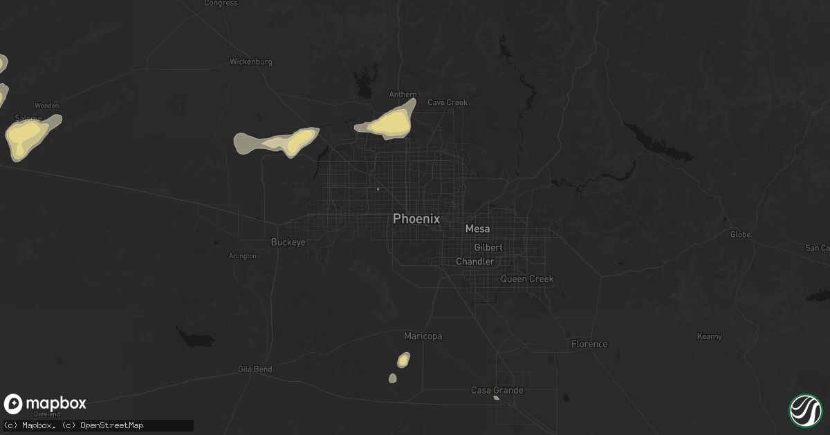 Hail map in Phoenix, AZ on August 30, 2026