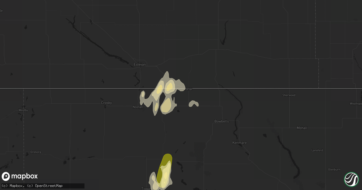 Hail map in Portal, ND on August 30, 2026