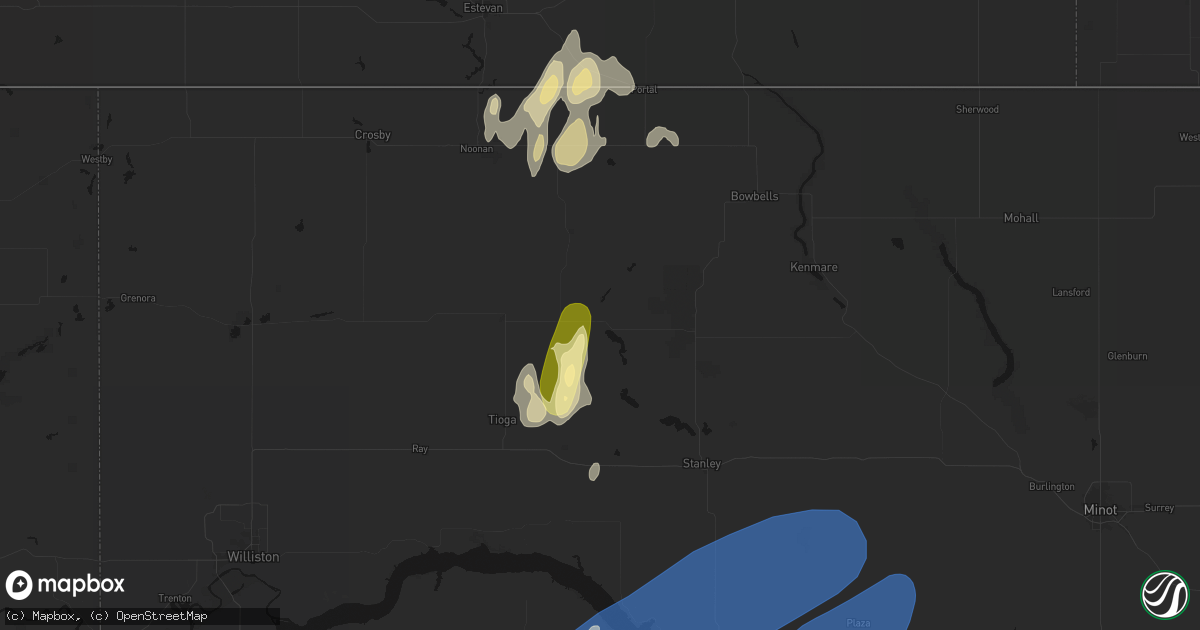 Hail map in Powers Lake, ND on August 30, 2026