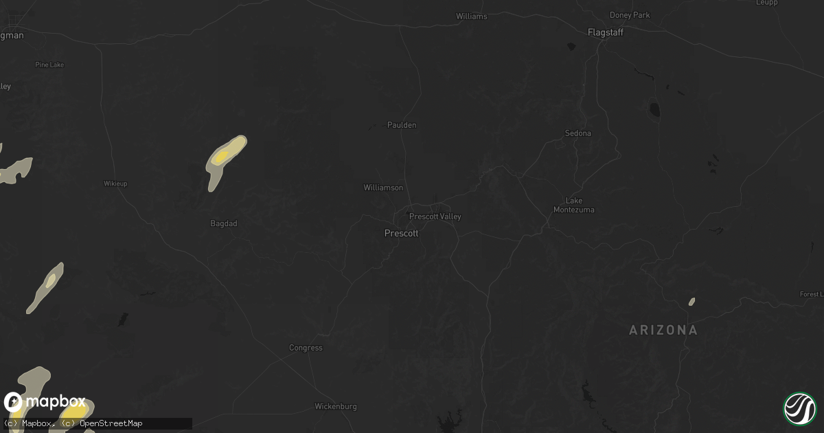 Hail map in Prescott, AZ on August 30, 2026