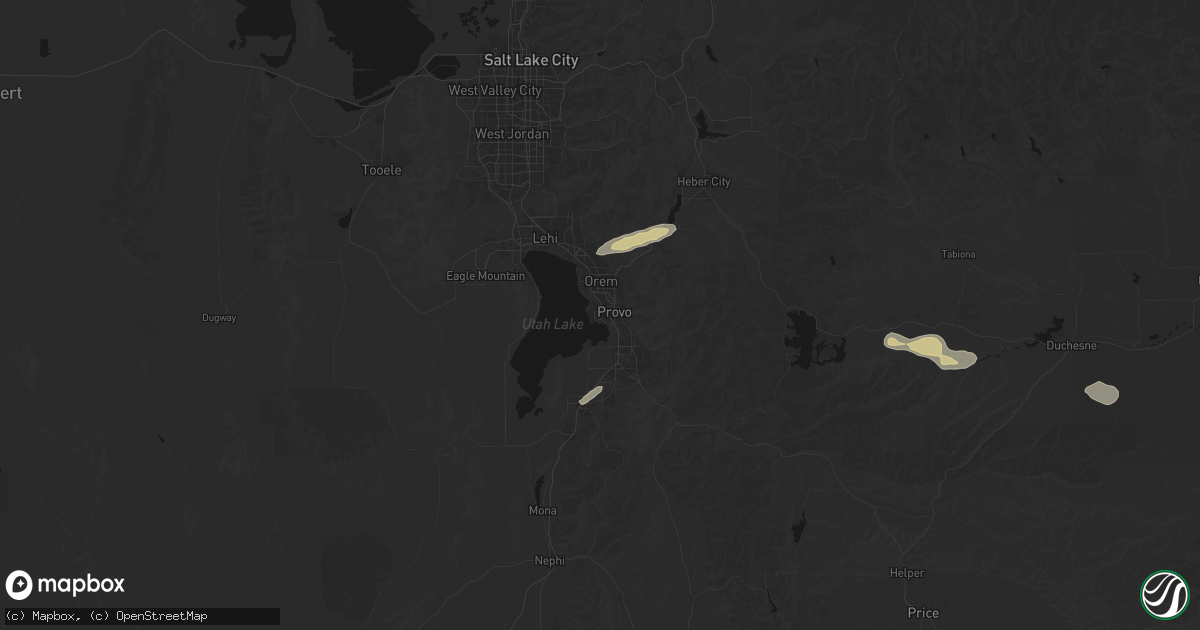Hail map in Provo, UT on August 30, 2026