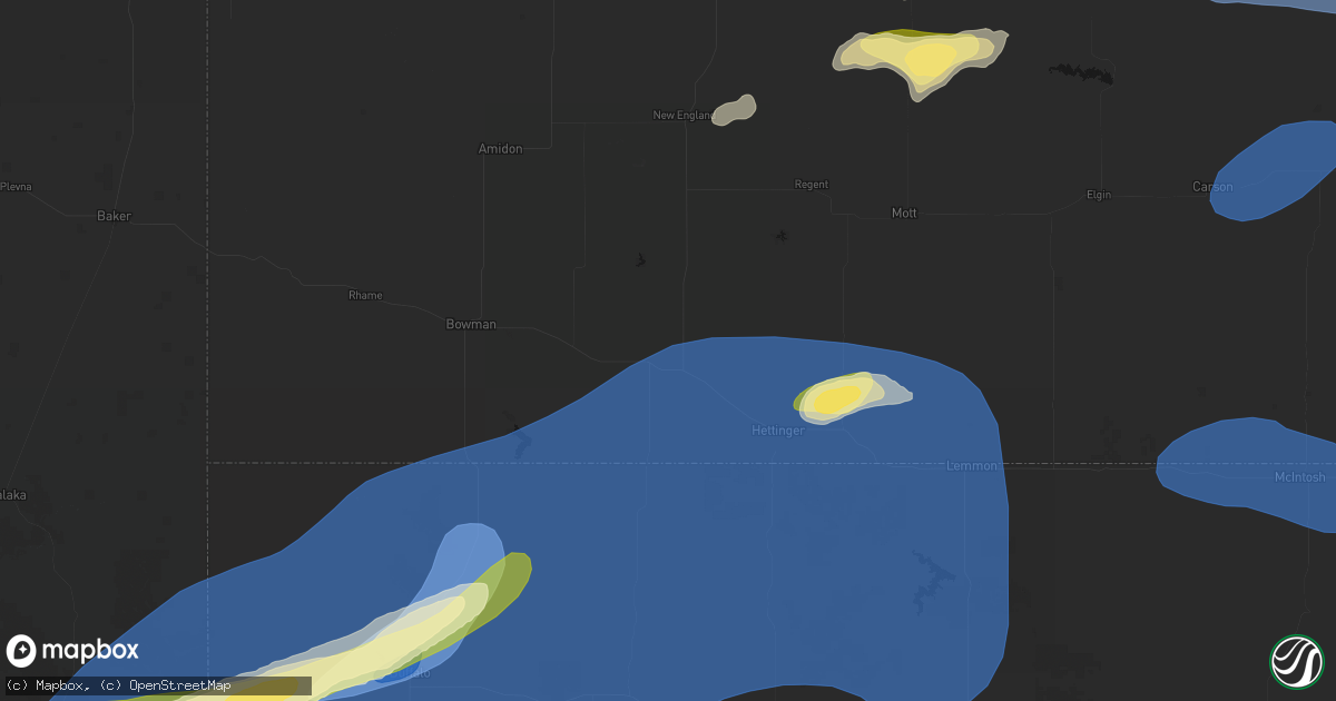 Hail map in Reeder, ND on August 30, 2026