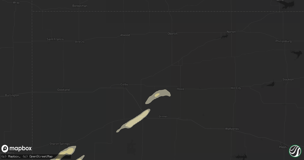 Hail map in Rexford, KS on August 30, 2026