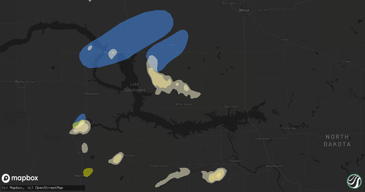 Hail map in Roseglen, ND on August 30, 2026