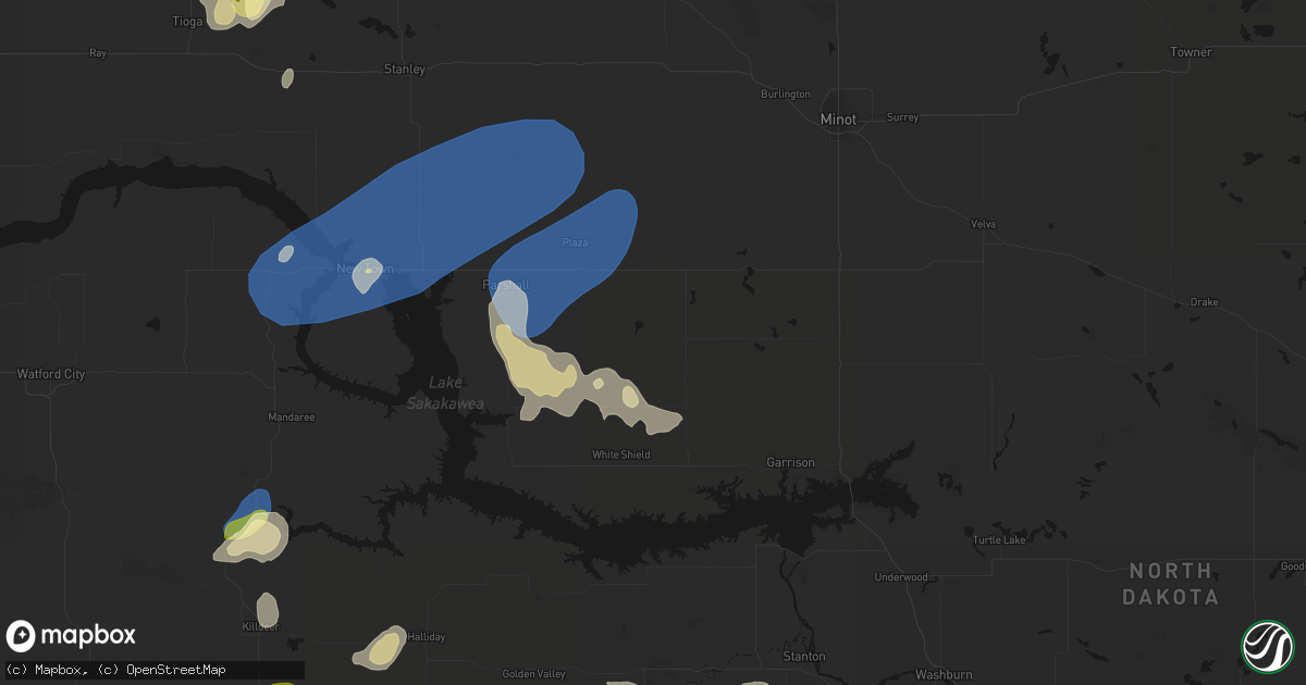 Hail map in Ryder, ND on August 30, 2026