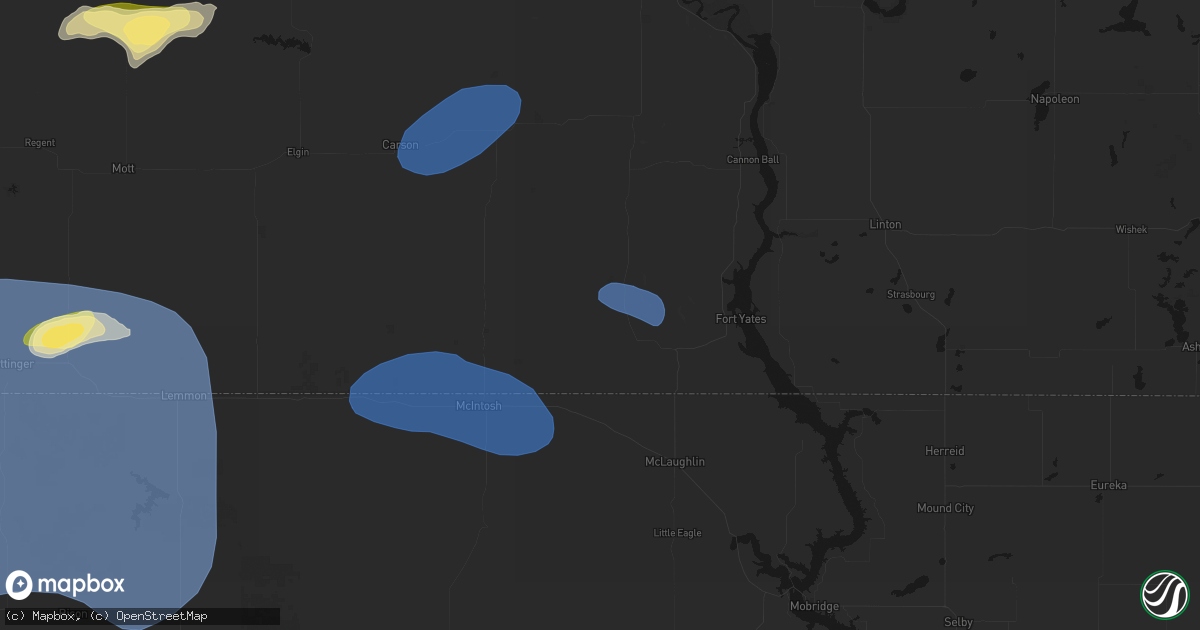 Hail map in Selfridge, ND on August 30, 2026