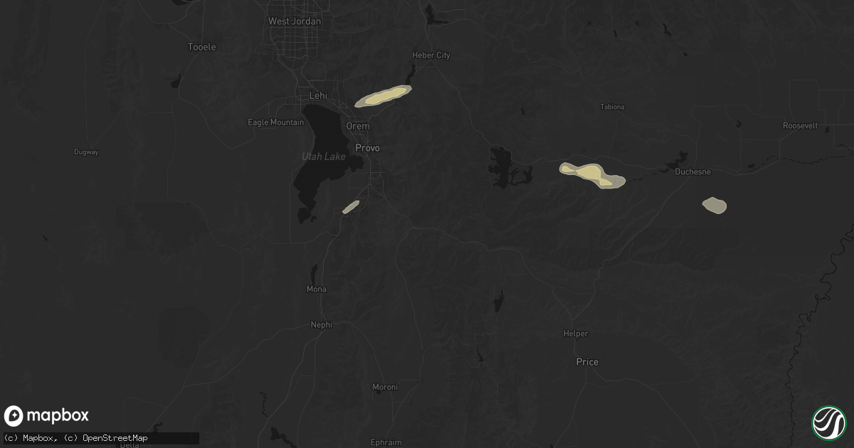 Hail map in Spanish Fork, UT on August 30, 2026