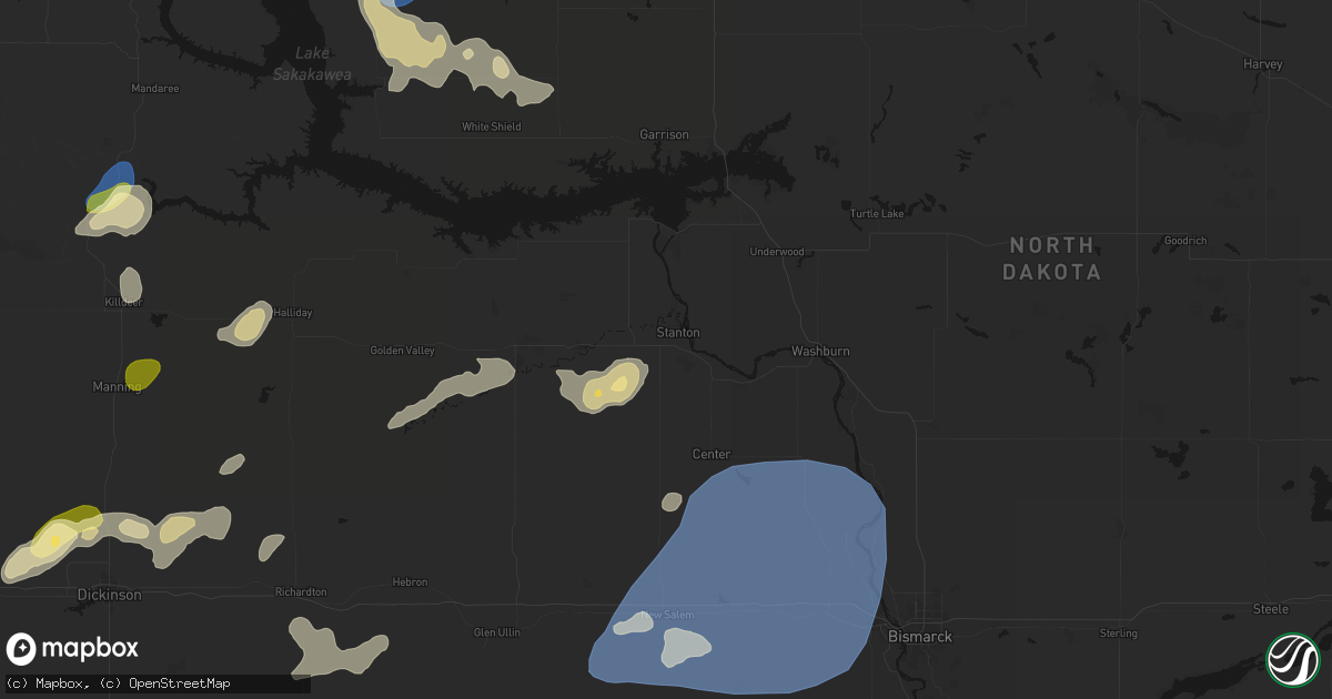 Hail map in Stanton, ND on August 30, 2026