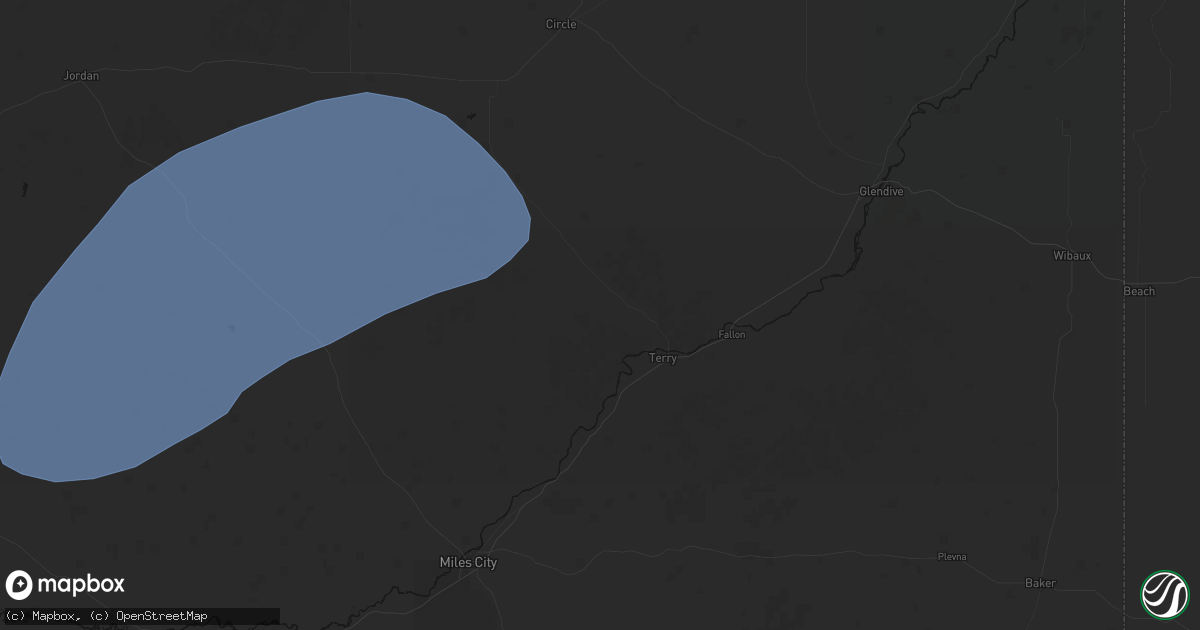 Hail map in Terry, MT on August 30, 2026