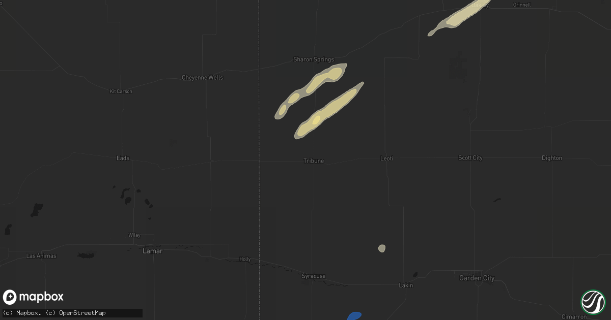 Hail map in Tribune, KS on August 30, 2026
