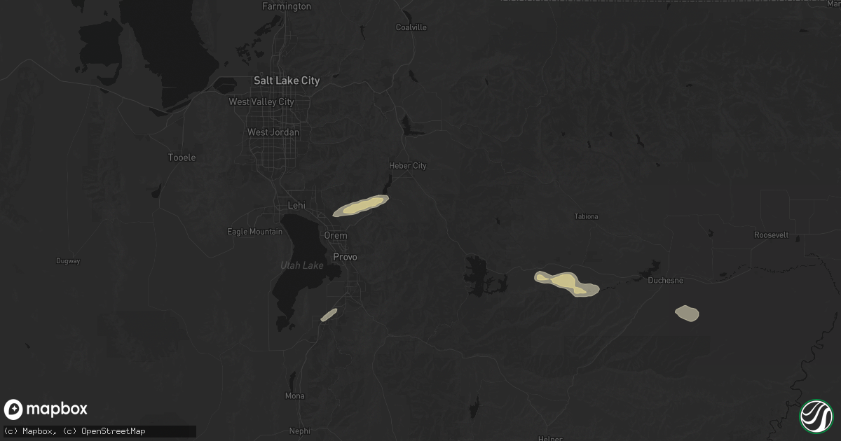 Hail map in Wallsburg, UT on August 30, 2026