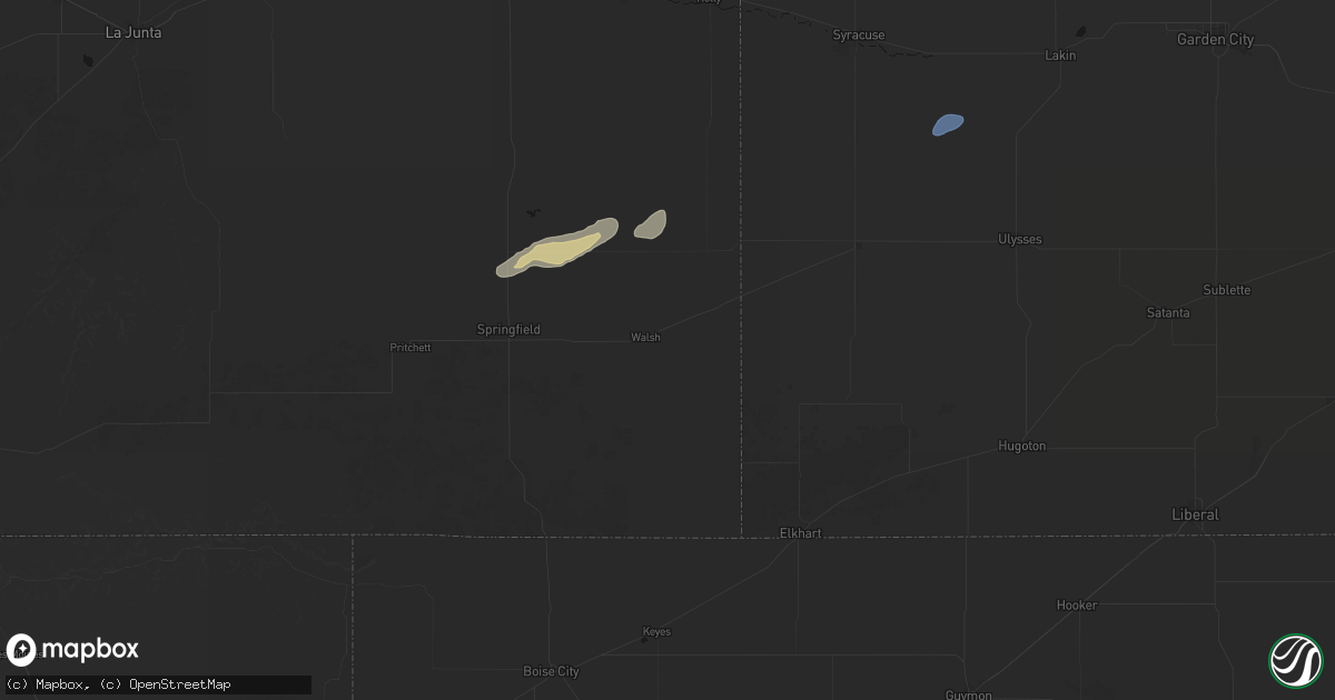 Hail map in Walsh, CO on August 30, 2026