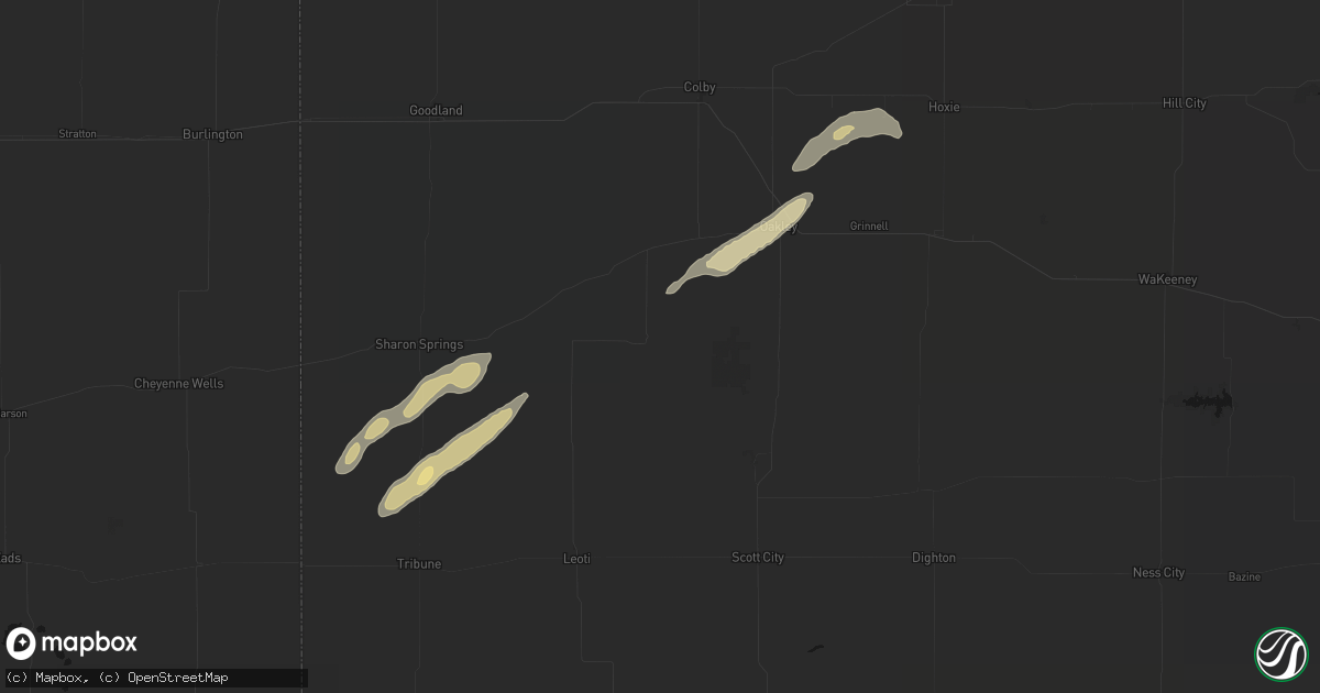 Hail map in Winona, KS on August 30, 2026