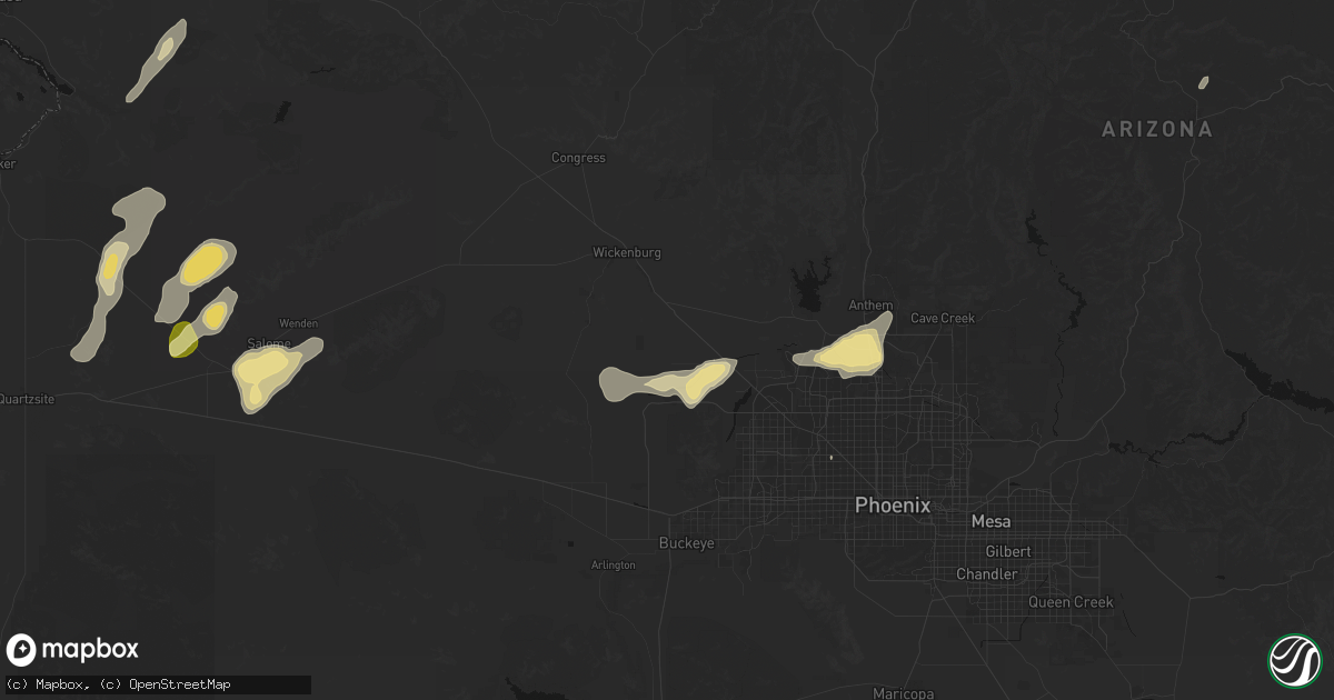Hail map in Wittmann, AZ on August 30, 2026