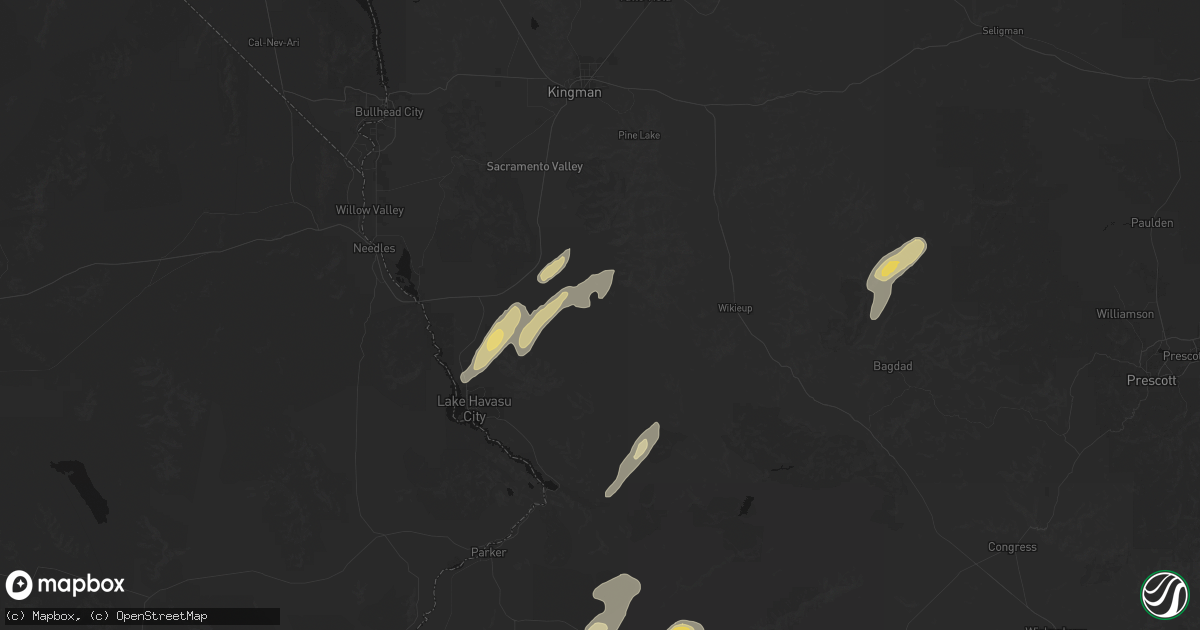 Hail map in Yucca, AZ on August 30, 2026
