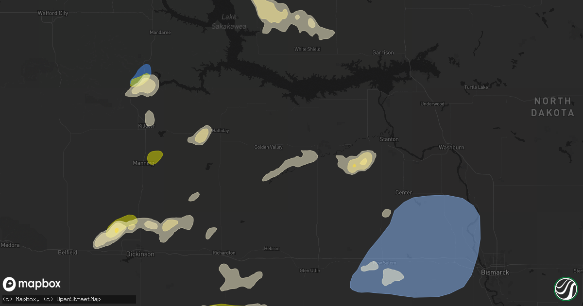 Hail map in Zap, ND on August 30, 2026