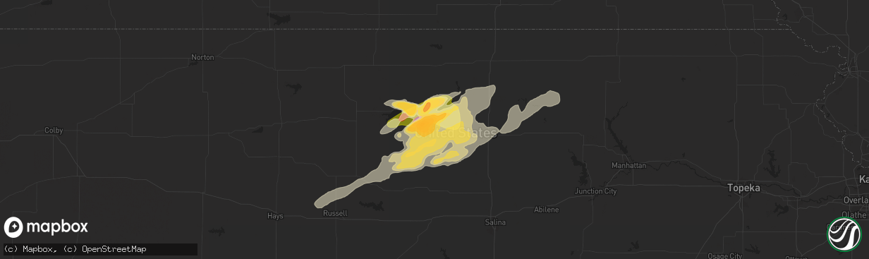 Hail map in Beloit, KS on August 31, 2014