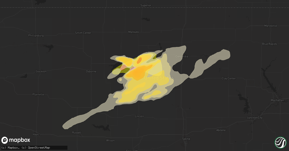 Hail map in Beloit, KS on August 31, 2014