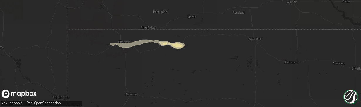 Hail map in Gordon, NE on August 31, 2014