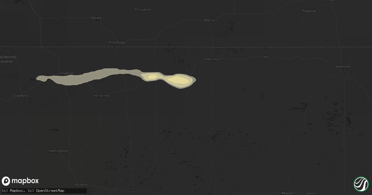 Hail map in Gordon, NE on August 31, 2014