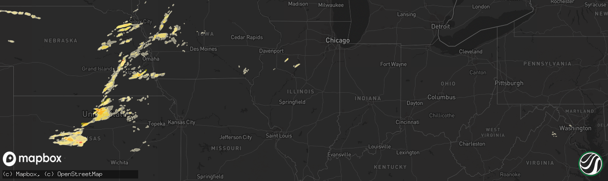 Hail map in Illinois on August 31, 2014