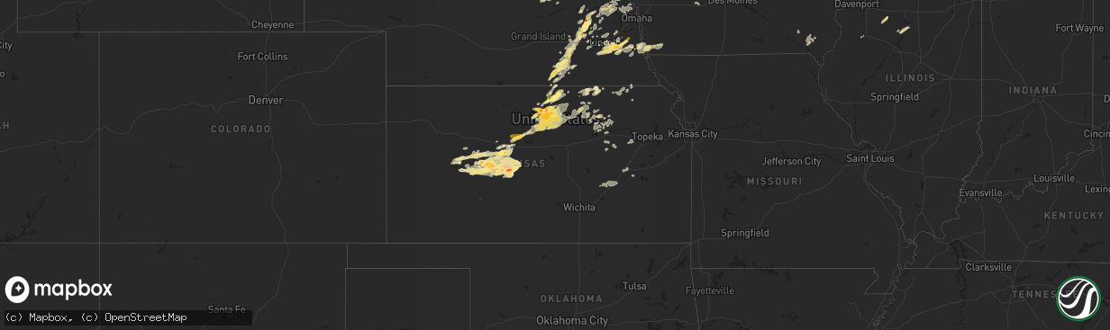 Hail map in Kansas on August 31, 2014