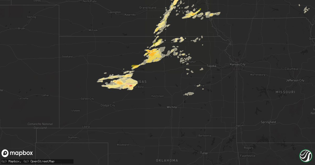 Hail map in Kansas on August 31, 2014