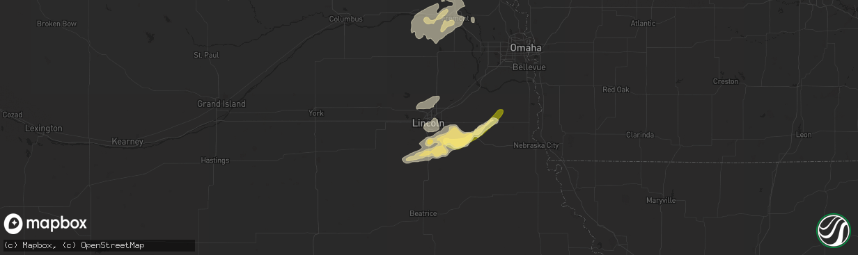 Hail map in Lincoln, NE on August 31, 2014