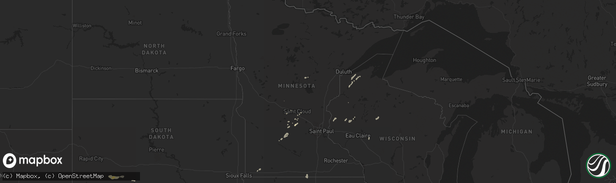 Hail map in Minnesota on August 31, 2014