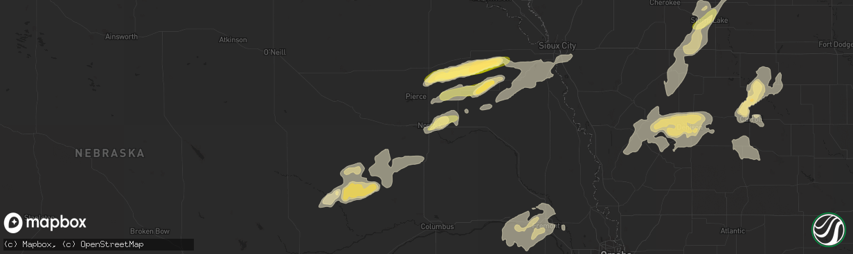 Hail map in Norfolk, NE on August 31, 2014