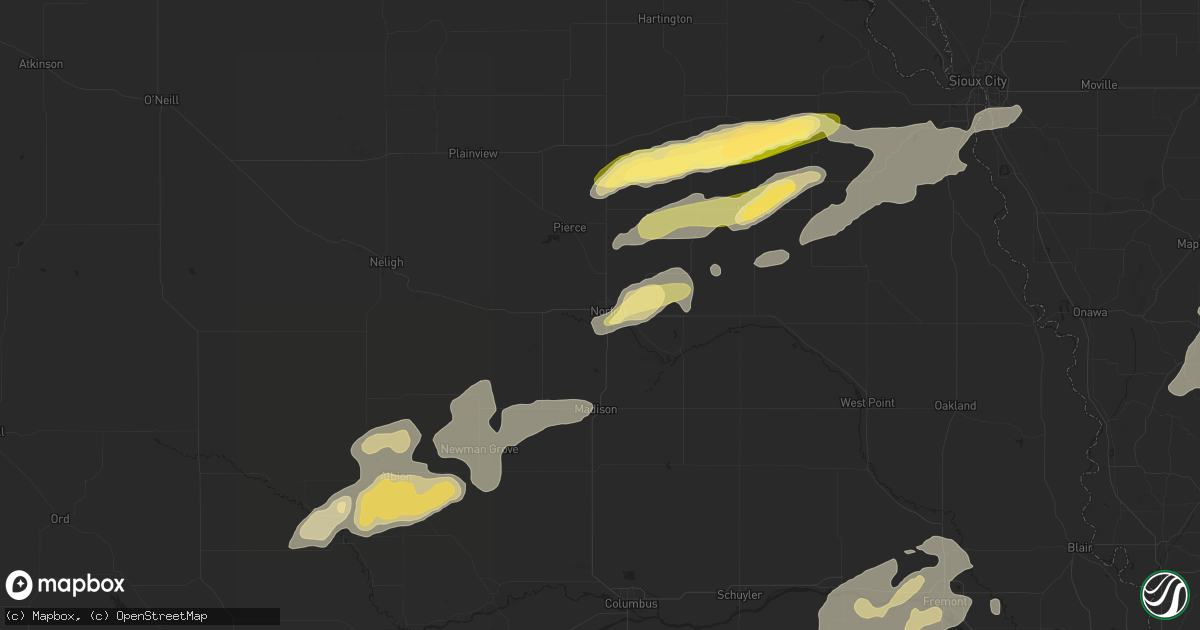 Hail map in Norfolk, NE on August 31, 2014