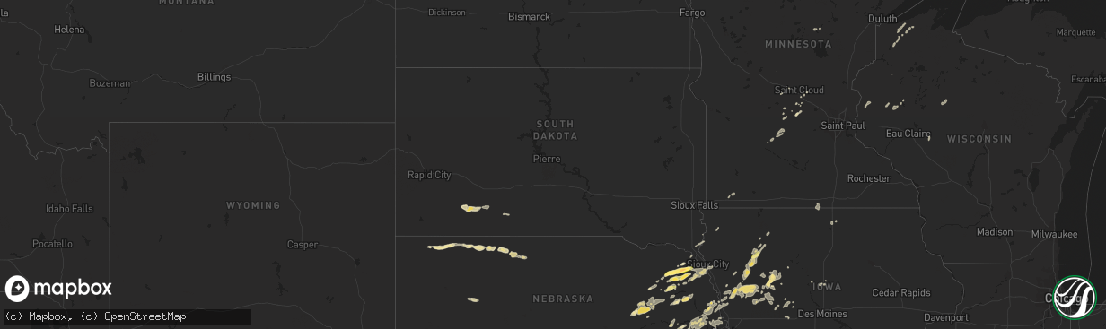 Hail map in South Dakota on August 31, 2014