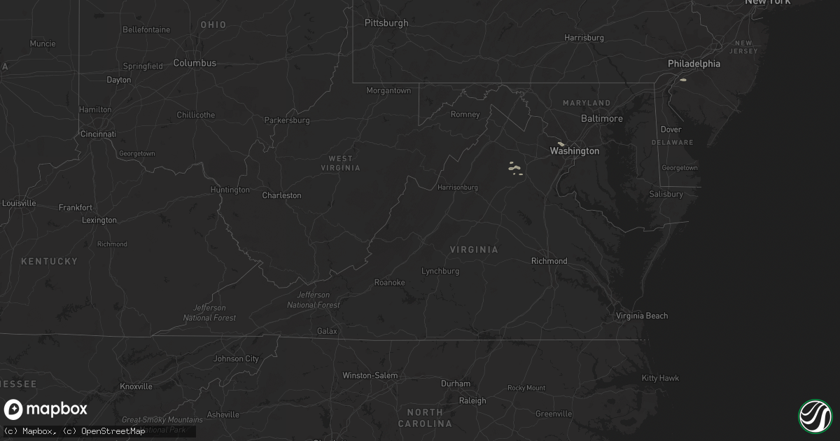 Hail map in Virginia on August 31, 2014