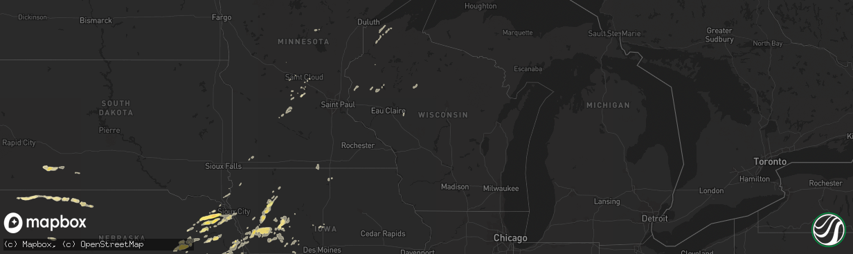 Hail map in Wisconsin on August 31, 2014