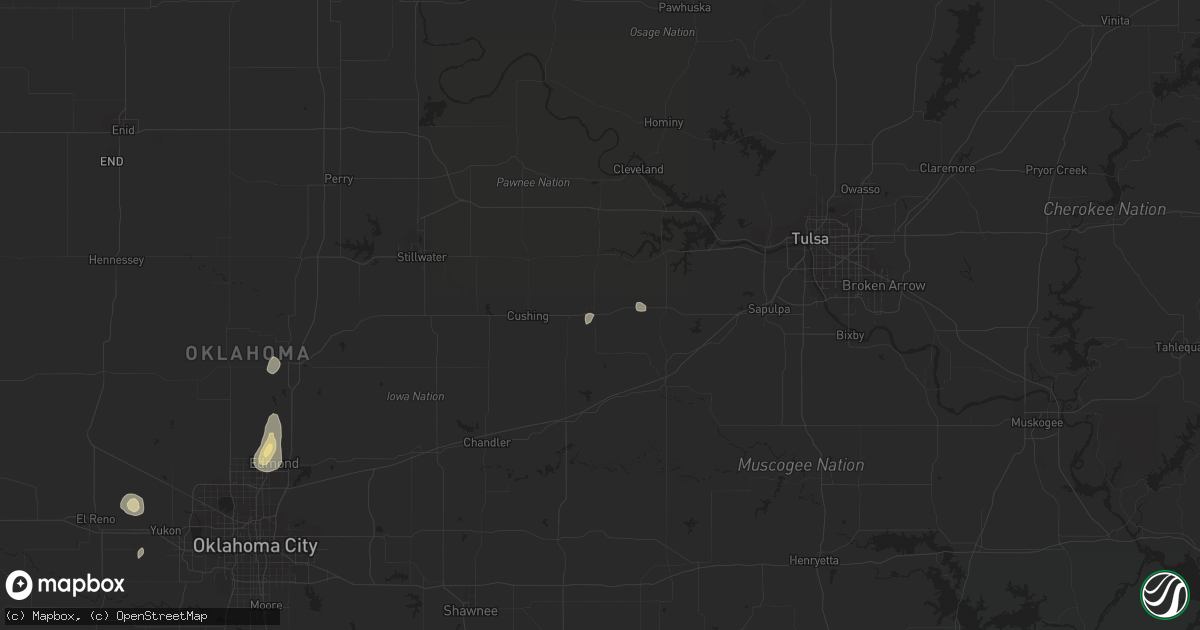 Hail map in Drumright, OK on August 31, 2016