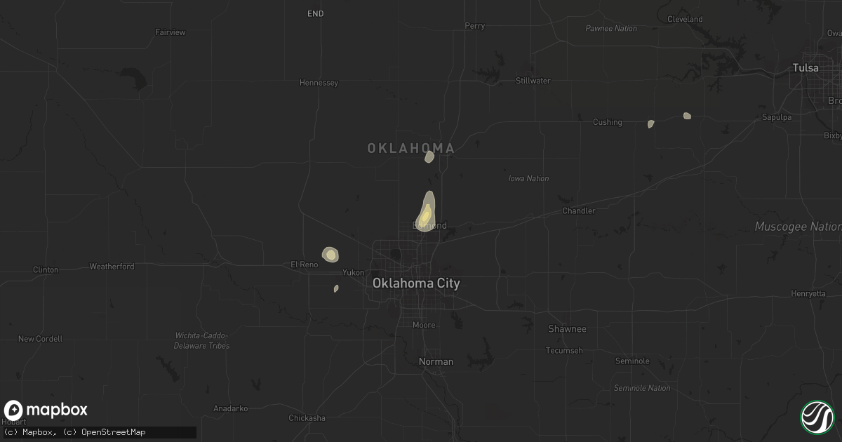 Hail map in Edmond, OK on August 31, 2016