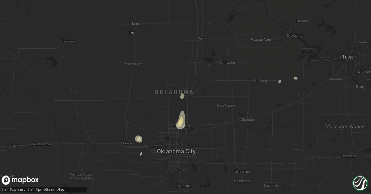 Hail map in Guthrie, OK on August 31, 2016