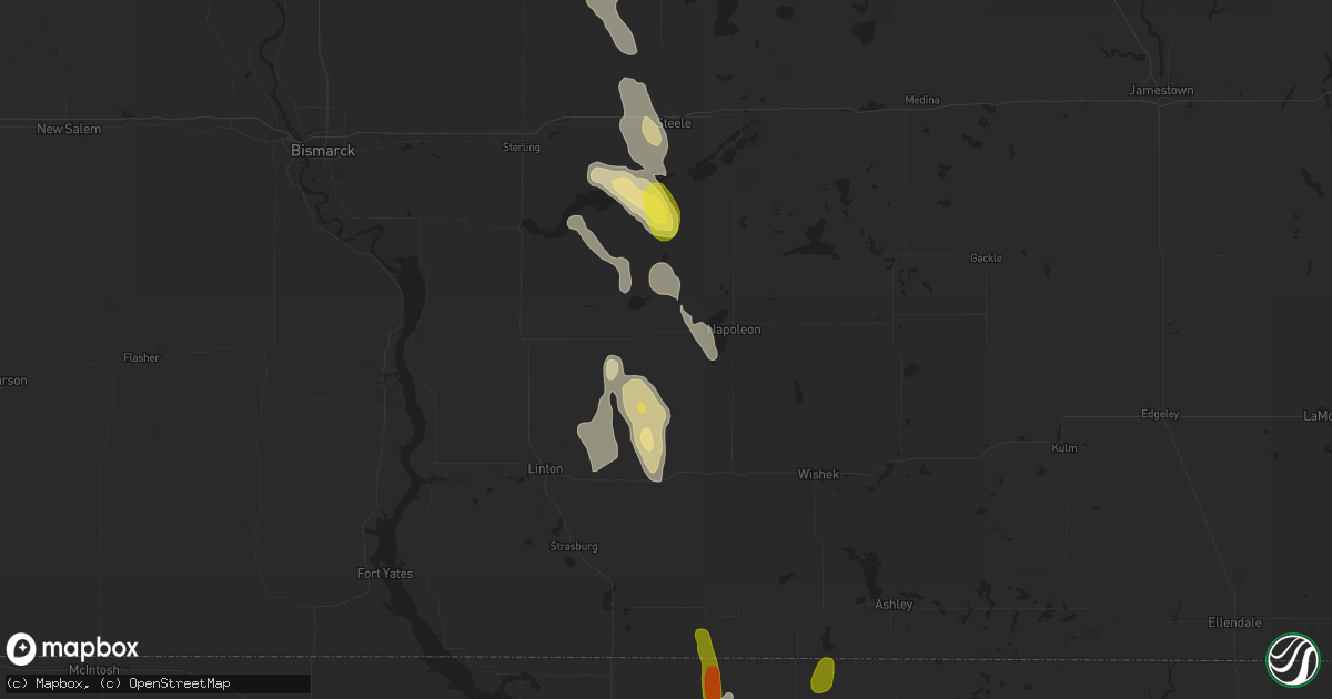 Hail map in Kintyre, ND on August 31, 2016
