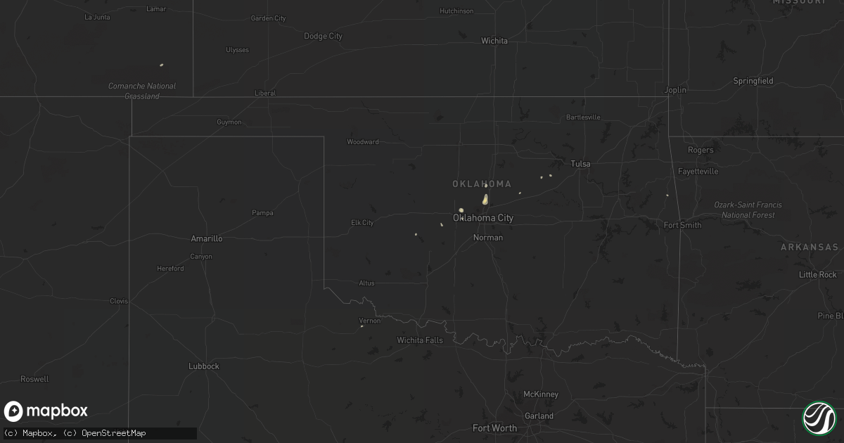 Hail map in Oklahoma on August 31, 2016